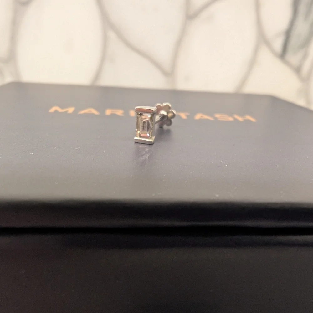 **SOLD** Maria Tash Diamond Baguette Threaded Stud - Picture 2 of 7